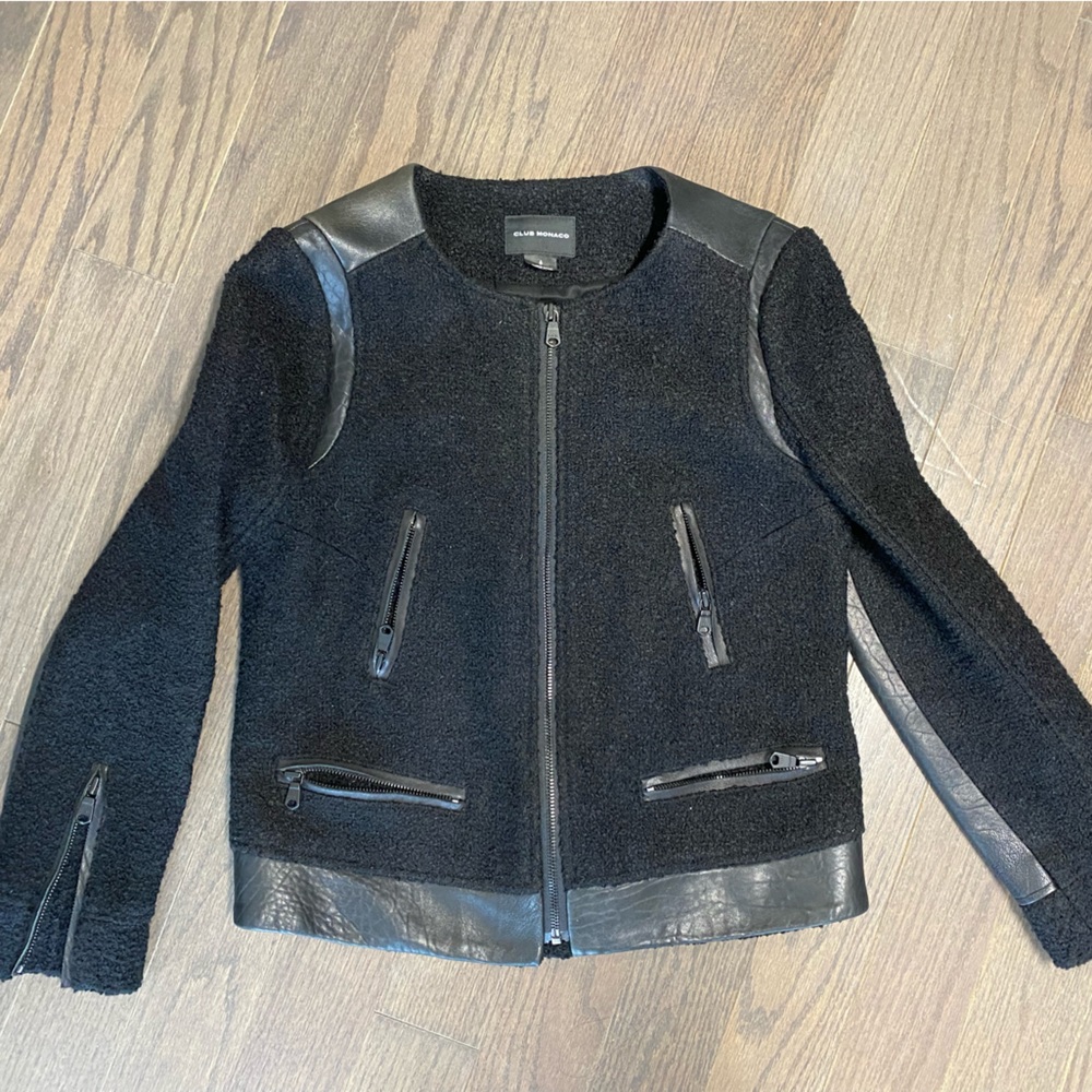 $$SOLD$$ Club Monaco Tweed Leather Jacket